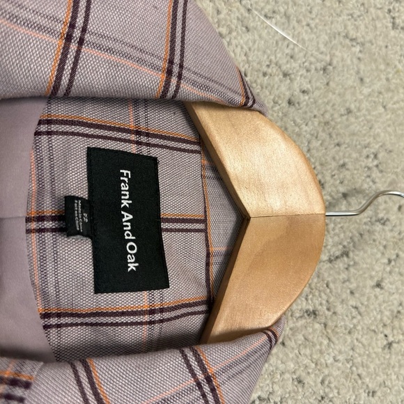 Frank & Oak XS NWOT linen blend thicker purple Plaid Blazer oversized! See measu - Picture 7 of 12